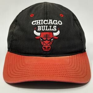 Vintage 90s Chicago Bulls Cap Baseball Hat Logo Twins Enterprise Snapback Black